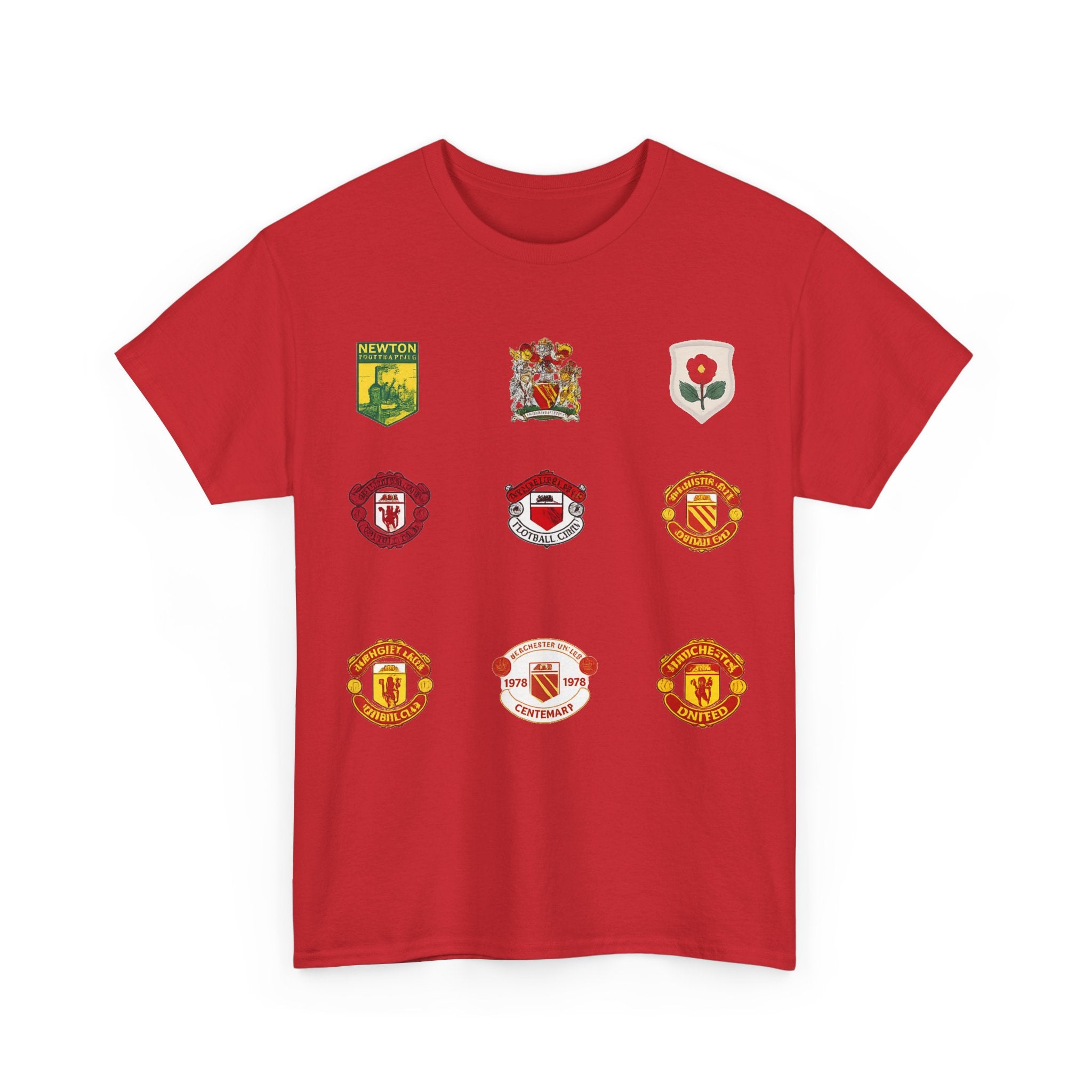 Manchester United T-Shirt — Vintage Football Club Badge Collage Tee
