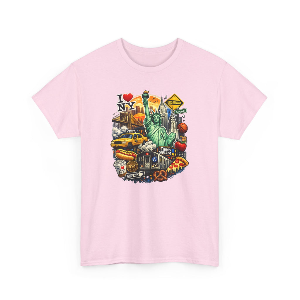 New York City Icons T-Shirt — Statue of Liberty, Taxi & I  NY Collage Tee
