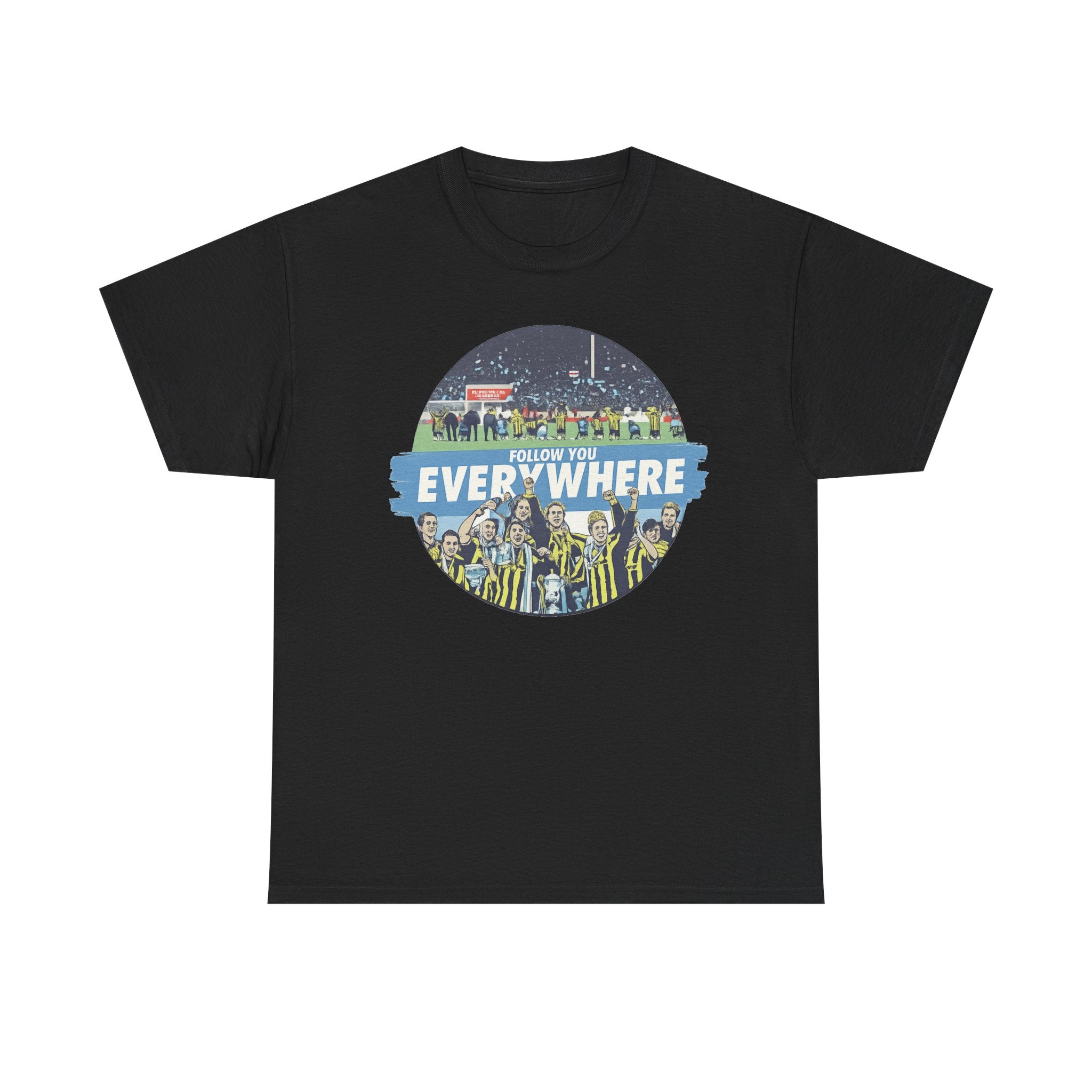 Manchester City Everywhere Soccer Crowd Graphic Tee — 'Follow You Everywhere' Fan Shirt