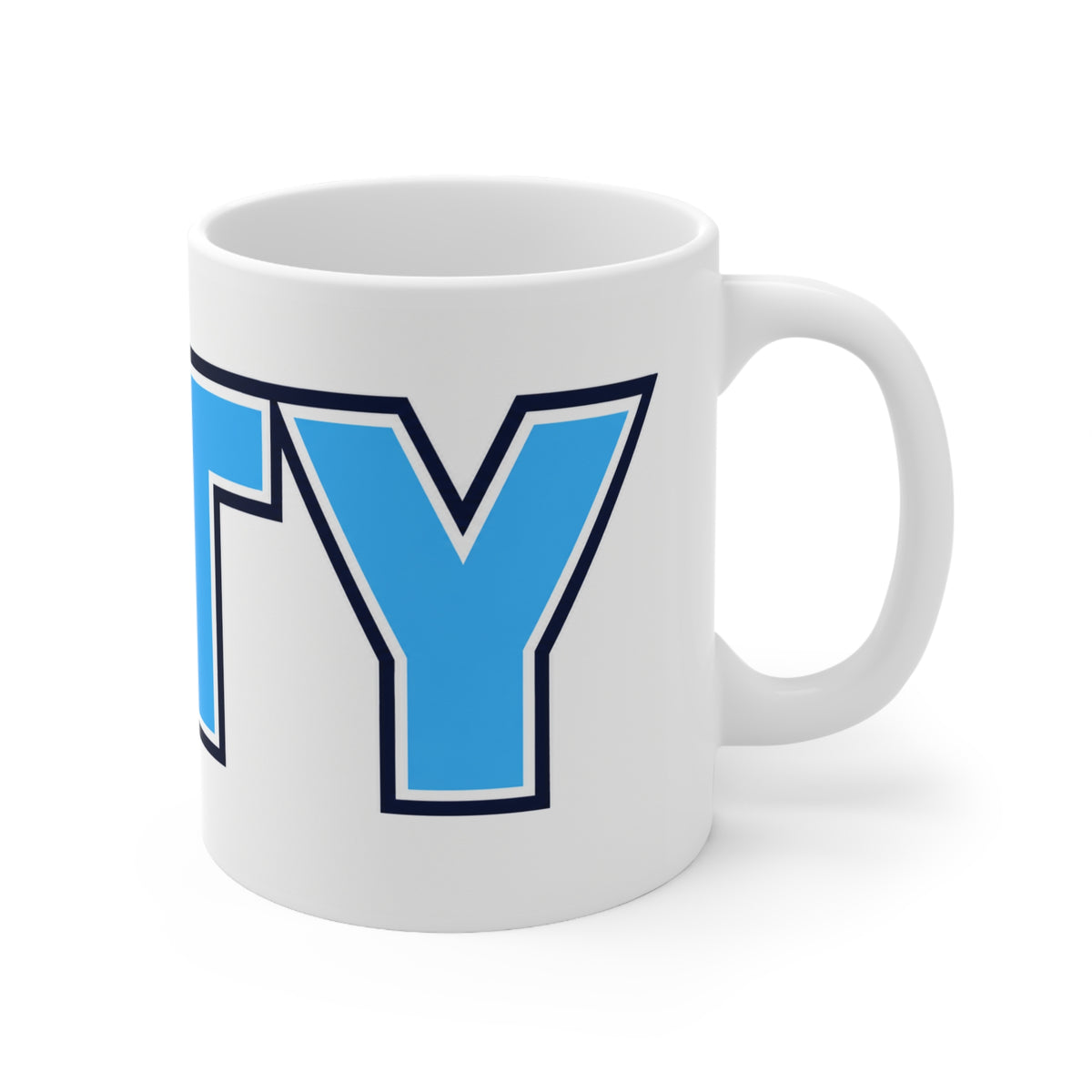CITY Bold Blue Lettering Ceramic Coffee Mug — 11oz & 15oz