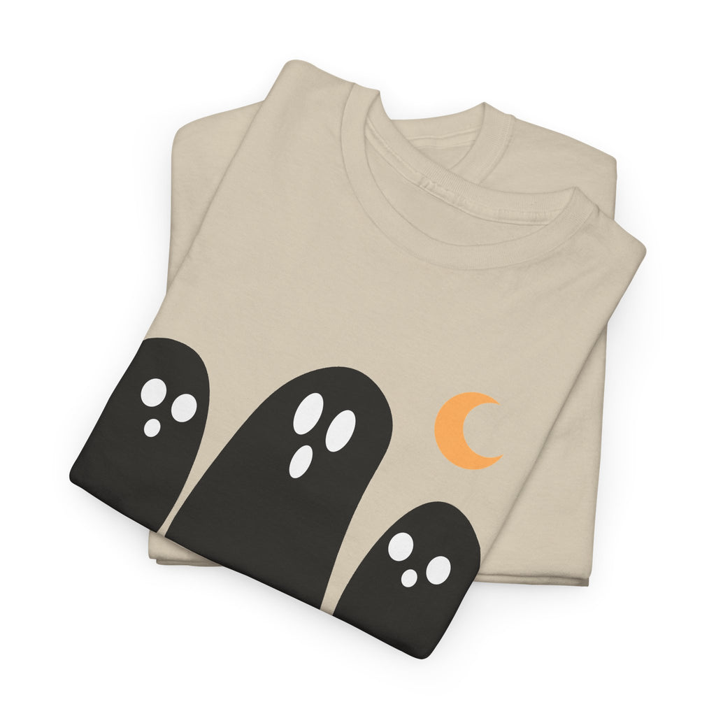 Ghost Trio Moon T-Shirt — Cute Halloween Graphic Tee