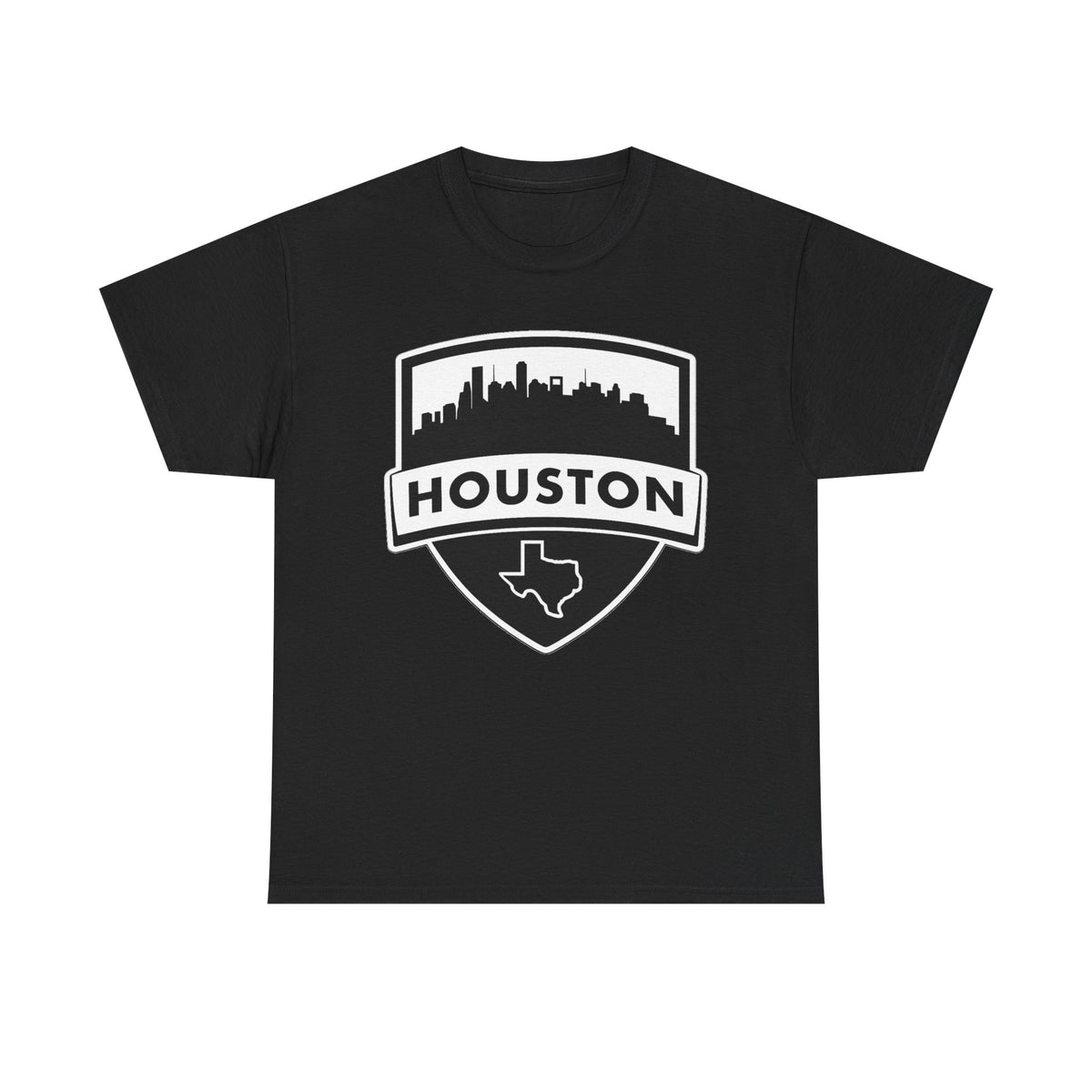 Houston Skyline Shield T-Shirt — Texas Outline City Pride Tee