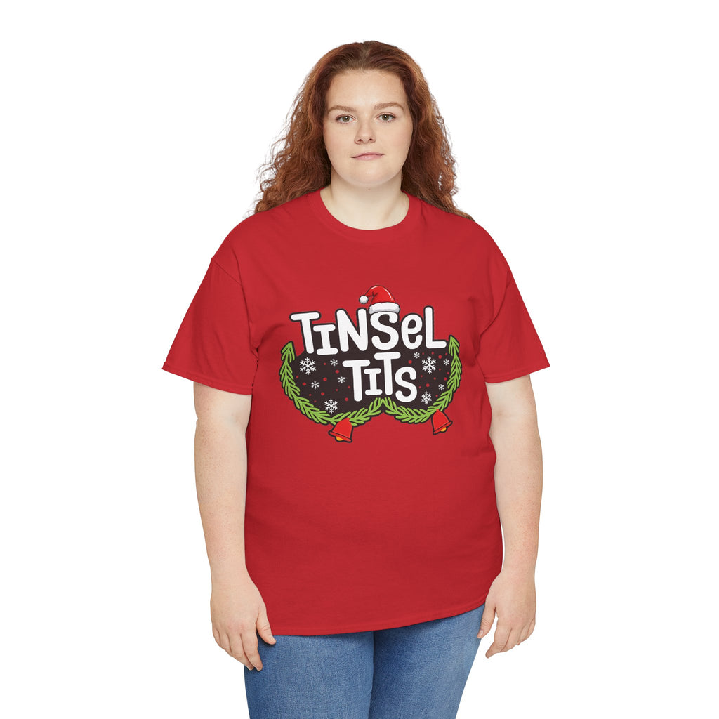 T-Shirt — "Tinsel Tits" Funny Christmas Wreath Holiday Tee