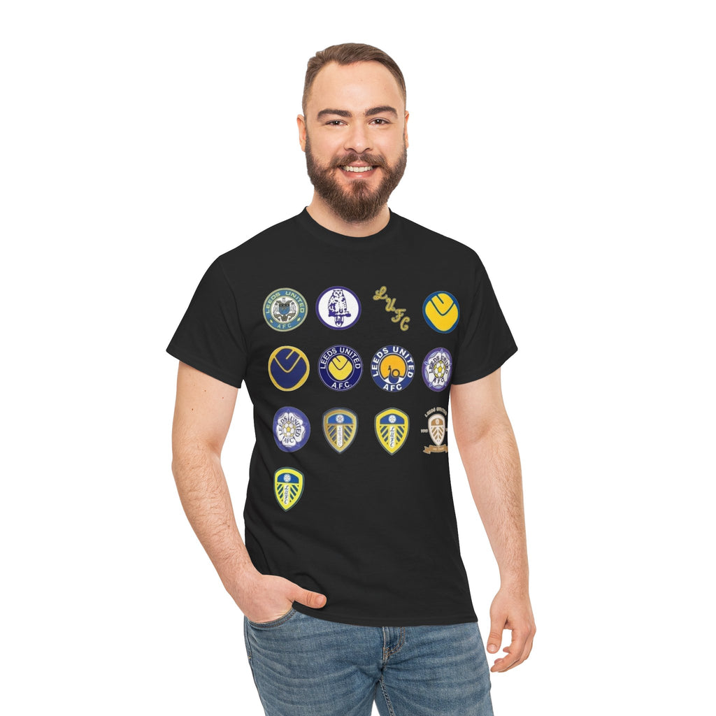 Leeds United Retro Crest Cotton T-Shirt — Vintage Football Club Emblem Tee