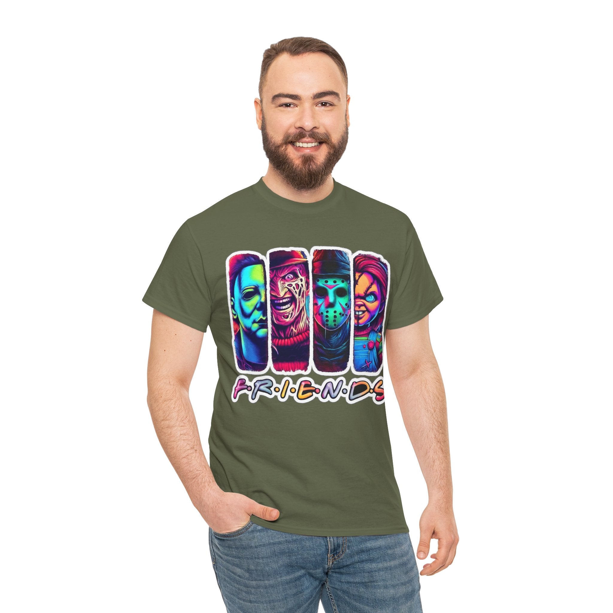 Halloween Horror Icons "Friends" T-Shirt — Neon Retro Slasher Tee