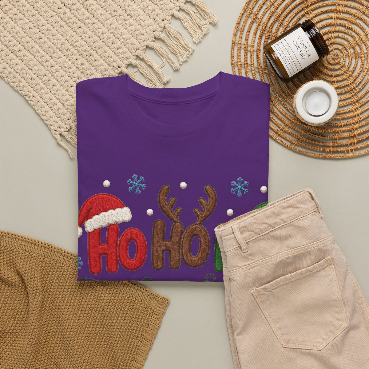 Christmas Ho Ho Ho Tee — Festive Santa, Reindeer & Lights Holiday T-Shirt