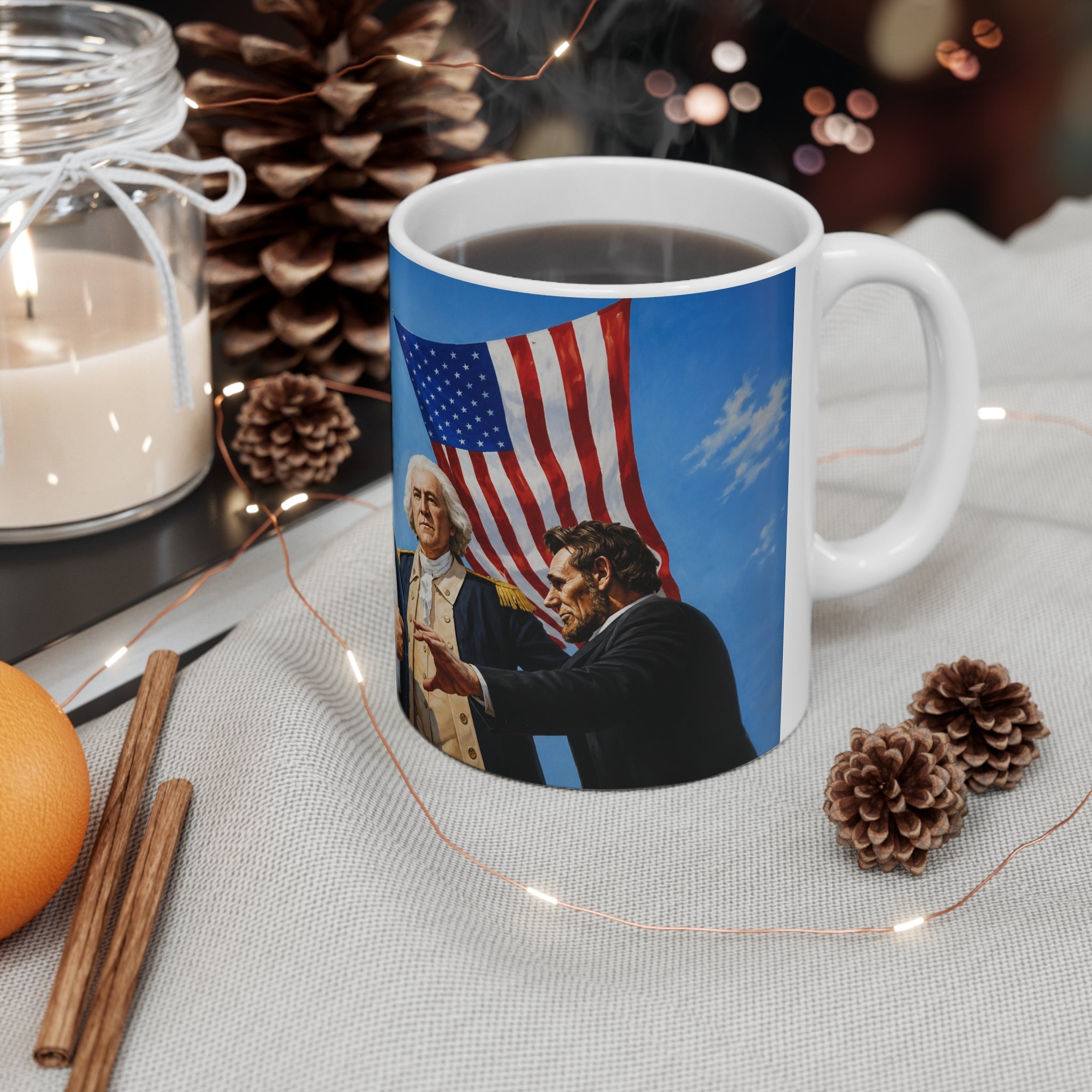 Patriotic Presidential Scene Mug — Ceramic Coffee Cup (11oz, 15oz)