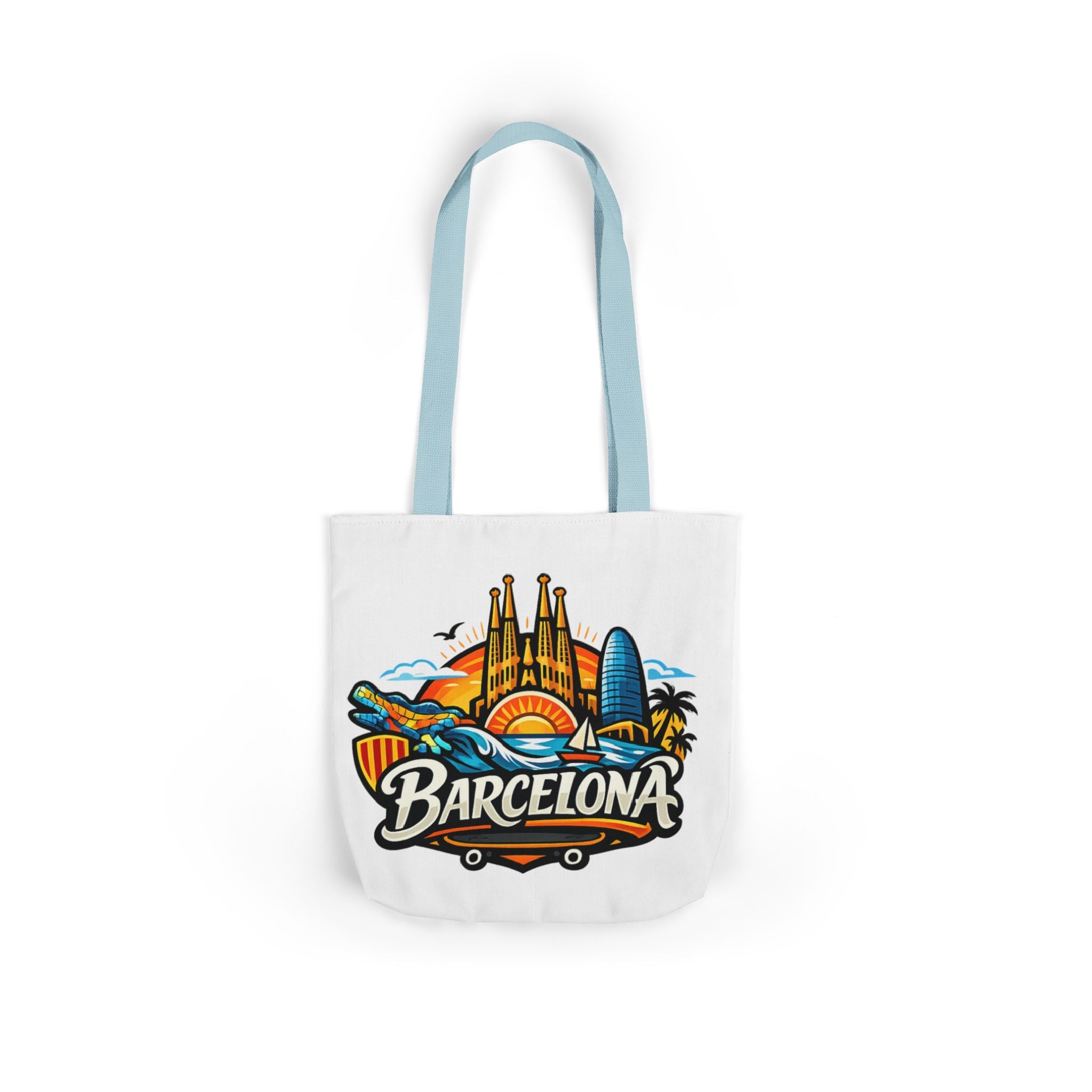 Barcelona Skyline Canvas Tote Bag — Colorful Travel Souvenir Tote