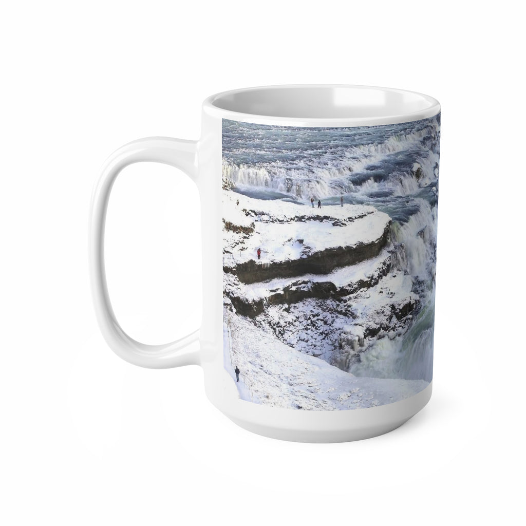 Ceramic Mug — Snowy Waterfall Scenic Coffee Cup (11oz & 15oz)