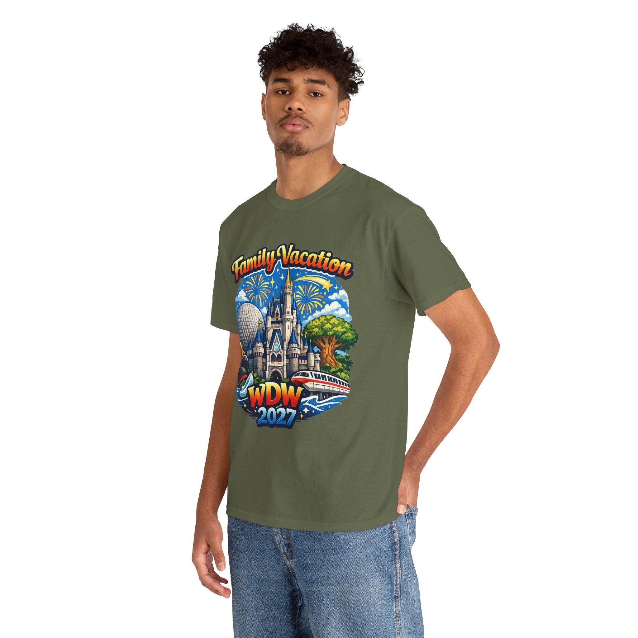 Family Vacation WDW 2027 T-Shirt – Disney Park Castle & Fireworks Vacation Tee