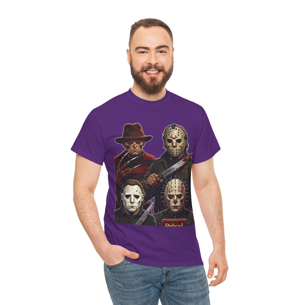 Horror Icons T-Shirt — Freddy, Jason, Michael & Pinhead Slasher Collage