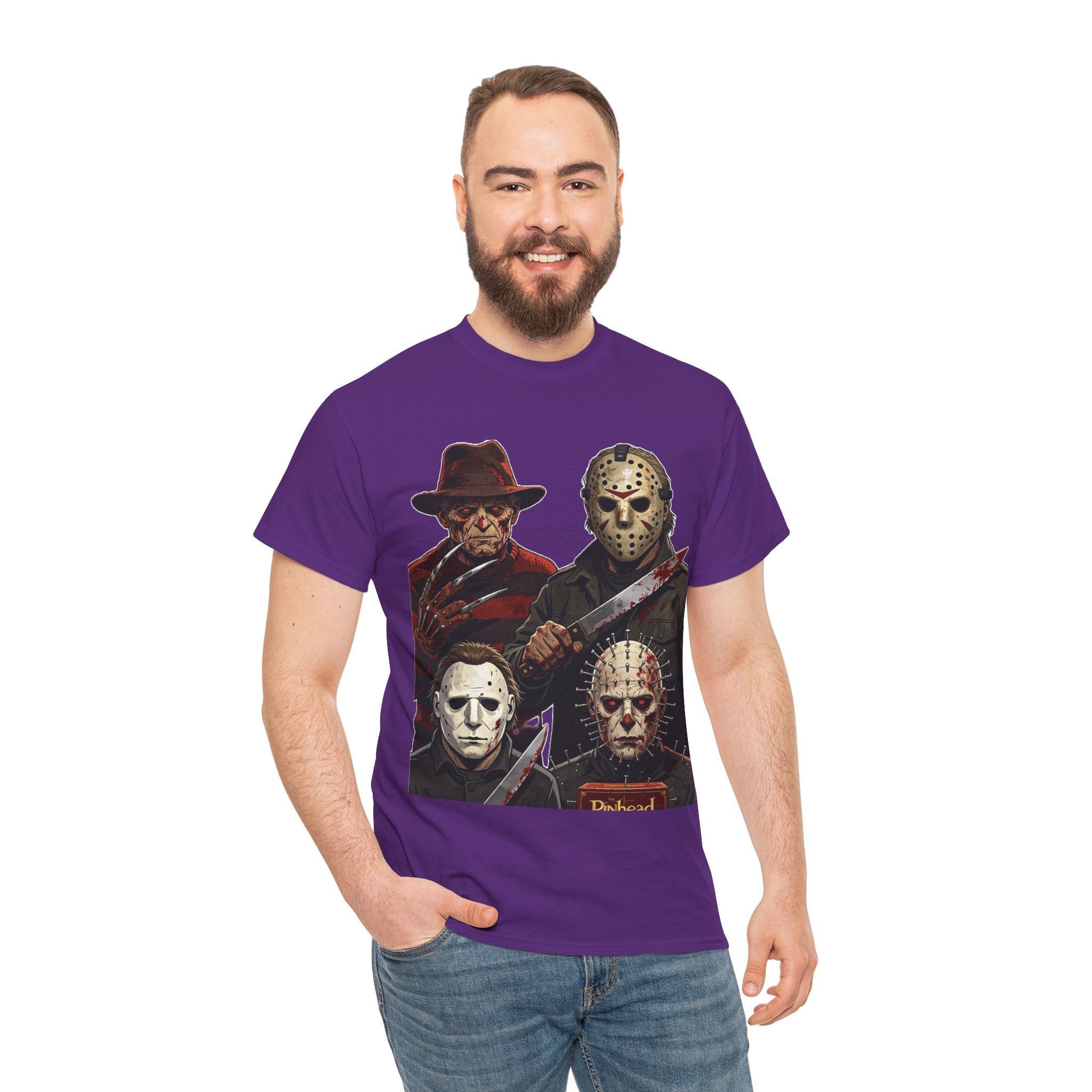 Horror Icons T-Shirt — Freddy, Jason, Michael & Pinhead Slasher Collage