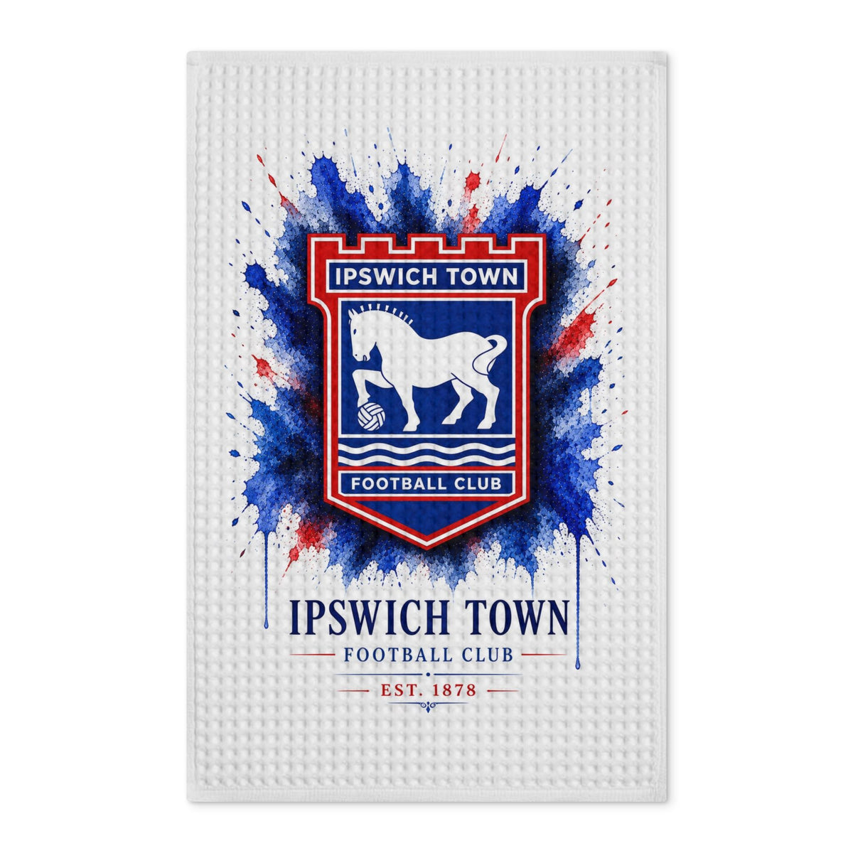 Ipswich Town Football Club Waffle Tea Towel — Double-Sided Club Crest Kitchen Towel