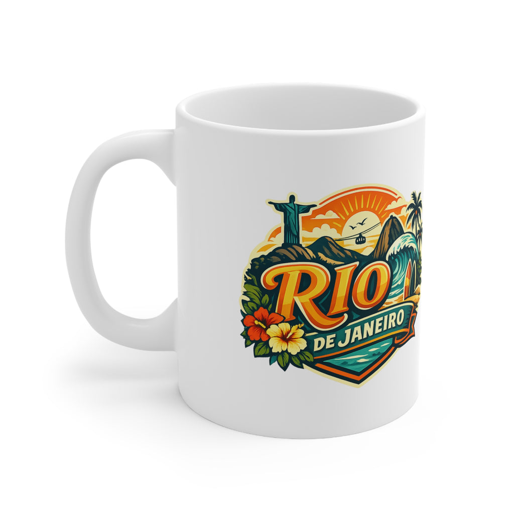 Rio de Janeiro Ceramic Coffee Mug — Vintage Tropical Travel Souvenir (11oz & 15oz)