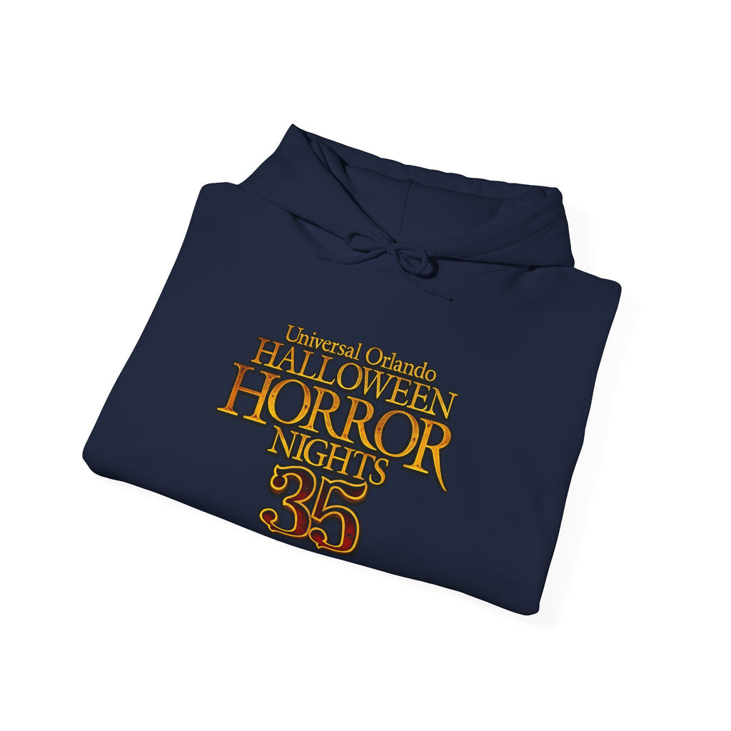 Hoodie — 'Halloween Horror Nights 35' Retro Theme Park Logo Pullover