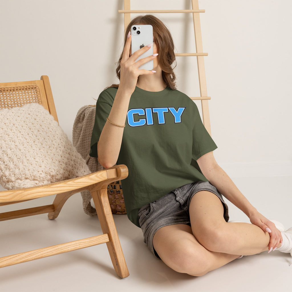 CITY Graphic Tee — Retro Man City Inspired Blue Block Letter T-Shirt