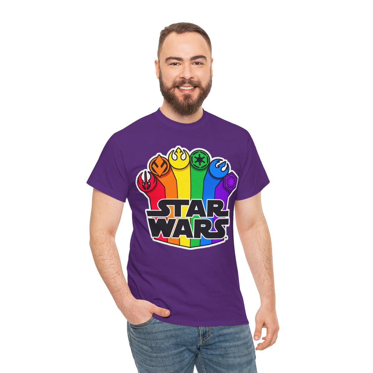 Star Wars Rainbow Emblem Tee — LGBTQ+ Pride Fan Cotton Shirt