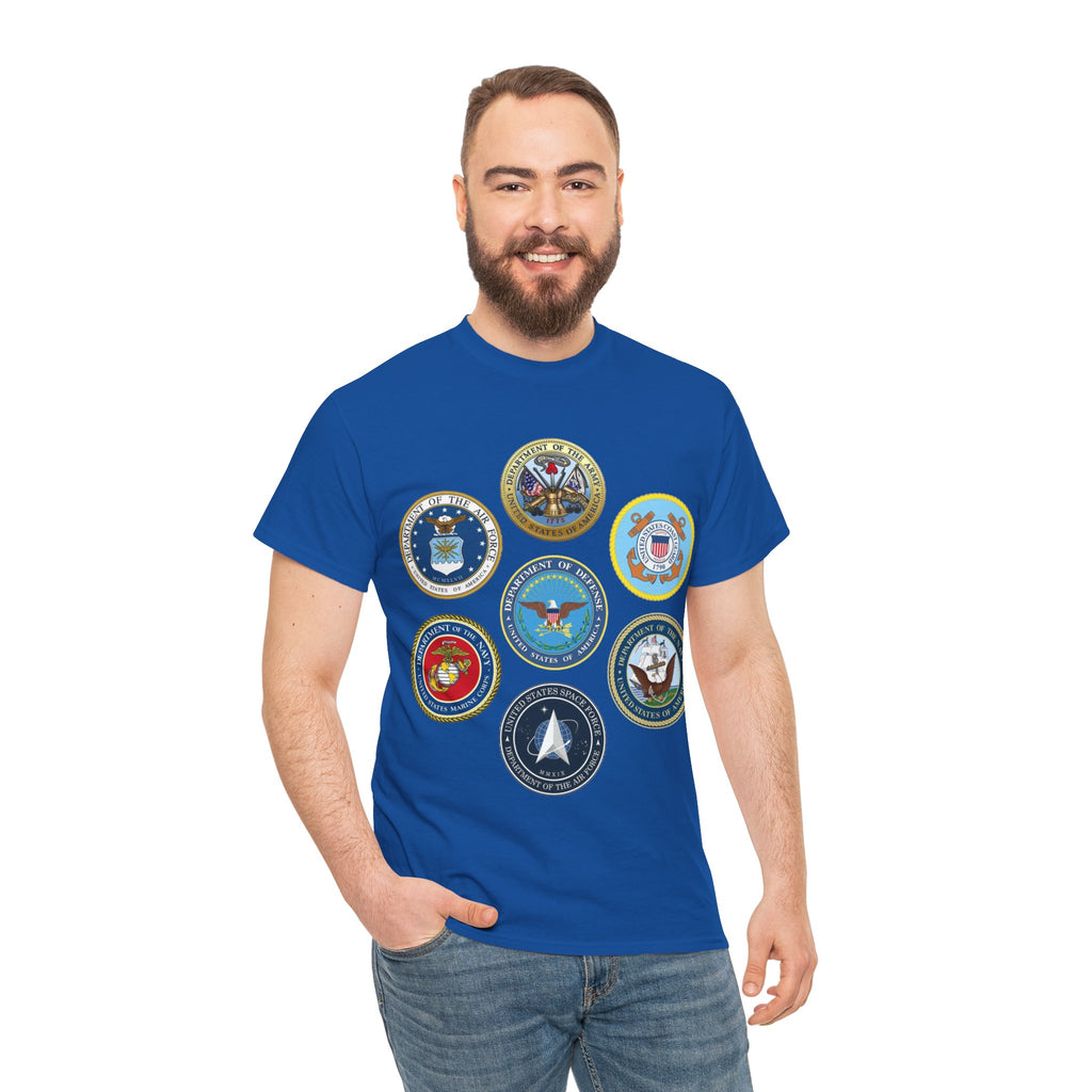 Military Branch Seals T-Shirt — Vintage US Armed Forces Emblems Tee