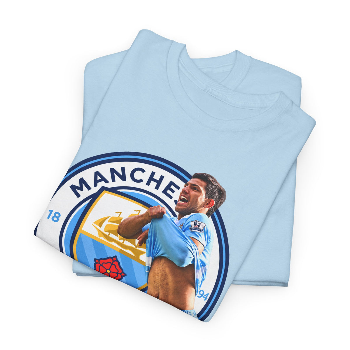 Sergio Aguero Manchester City Legend Soccer Tee — Player Celebration Graphic T-Shirt