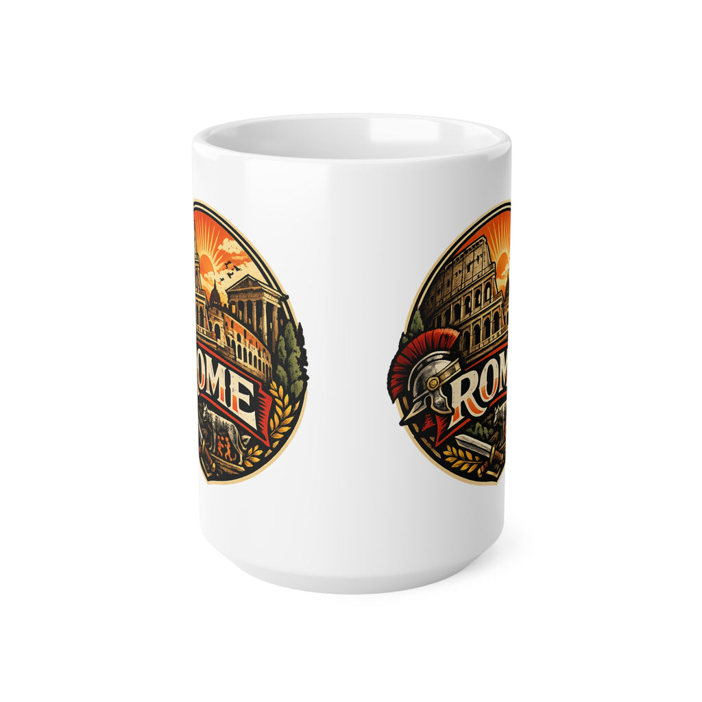 Rome Vintage Emblem Ceramic Coffee Mug — Colosseum & Legion Travel Souvenir (11oz/15oz)