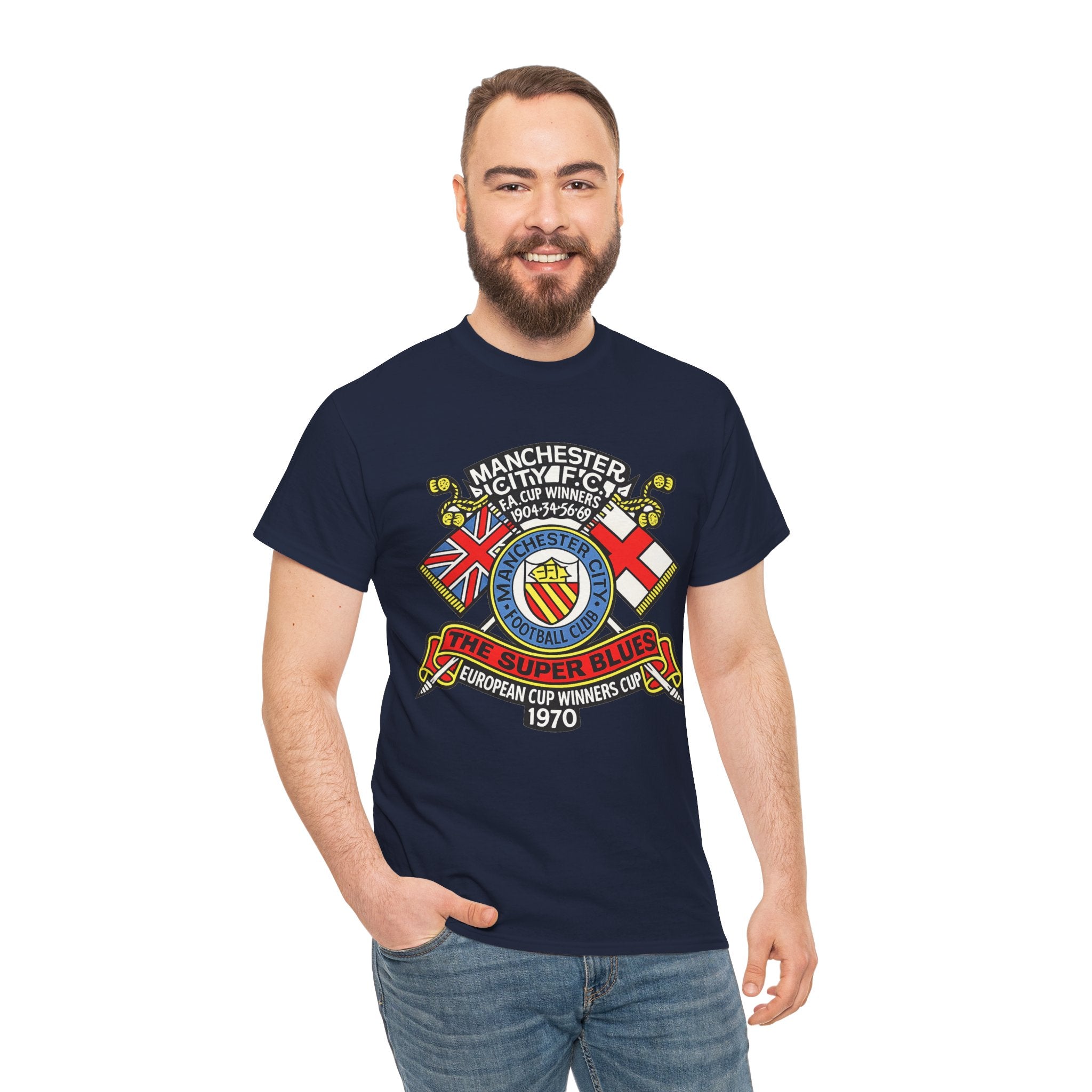 Manchester City Vintage Crest Tee — 'The Super Blues' 1970 European Cup Winners