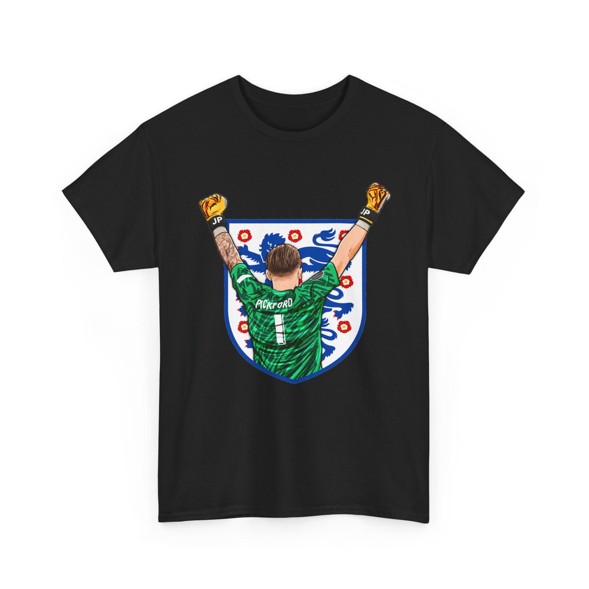 Pickford England Number 1 Goalkeeper Graphic Tee — Victory Pose Jersey Design
