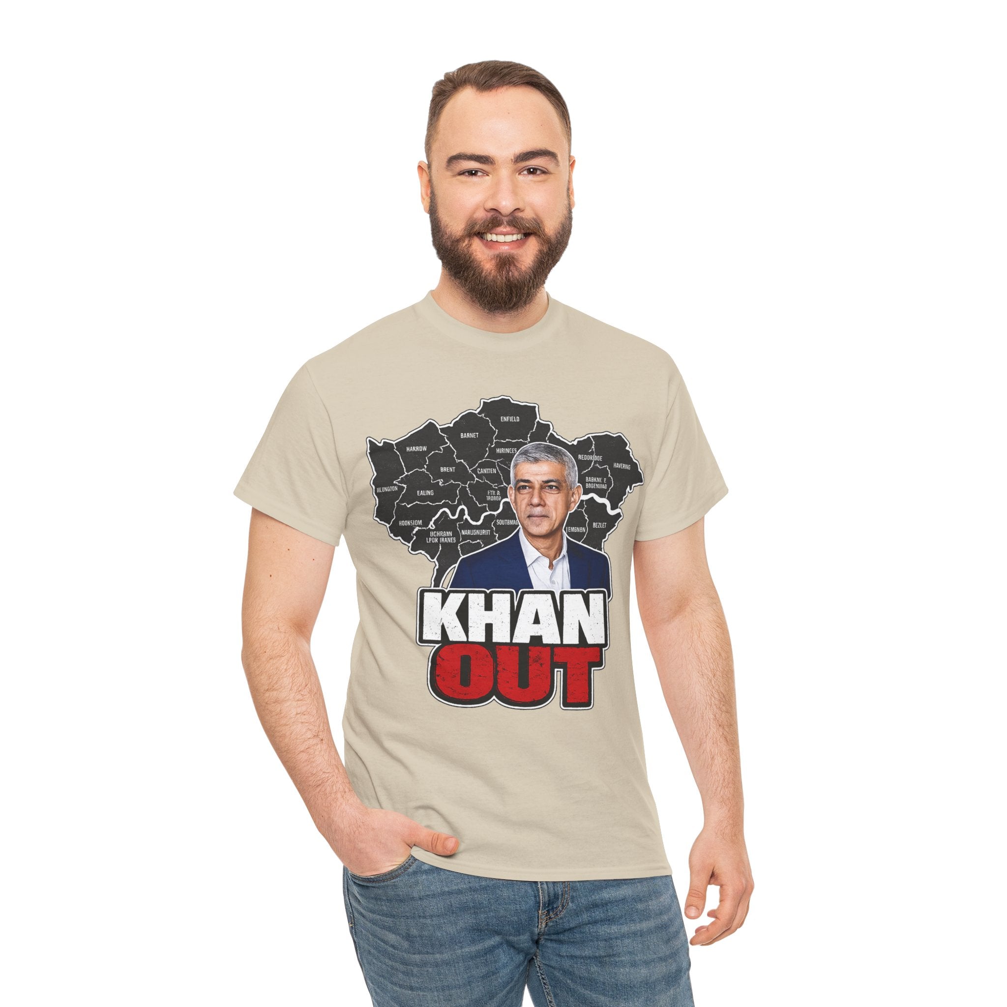 Sadiq Khan Out" Political Protest Tee with Sadiq Khan Graphic T-Shirt