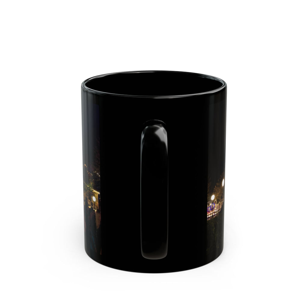 Magic Kingdom Nighttime Theme Park Lights Mug — Scenic Black Coffee Cup