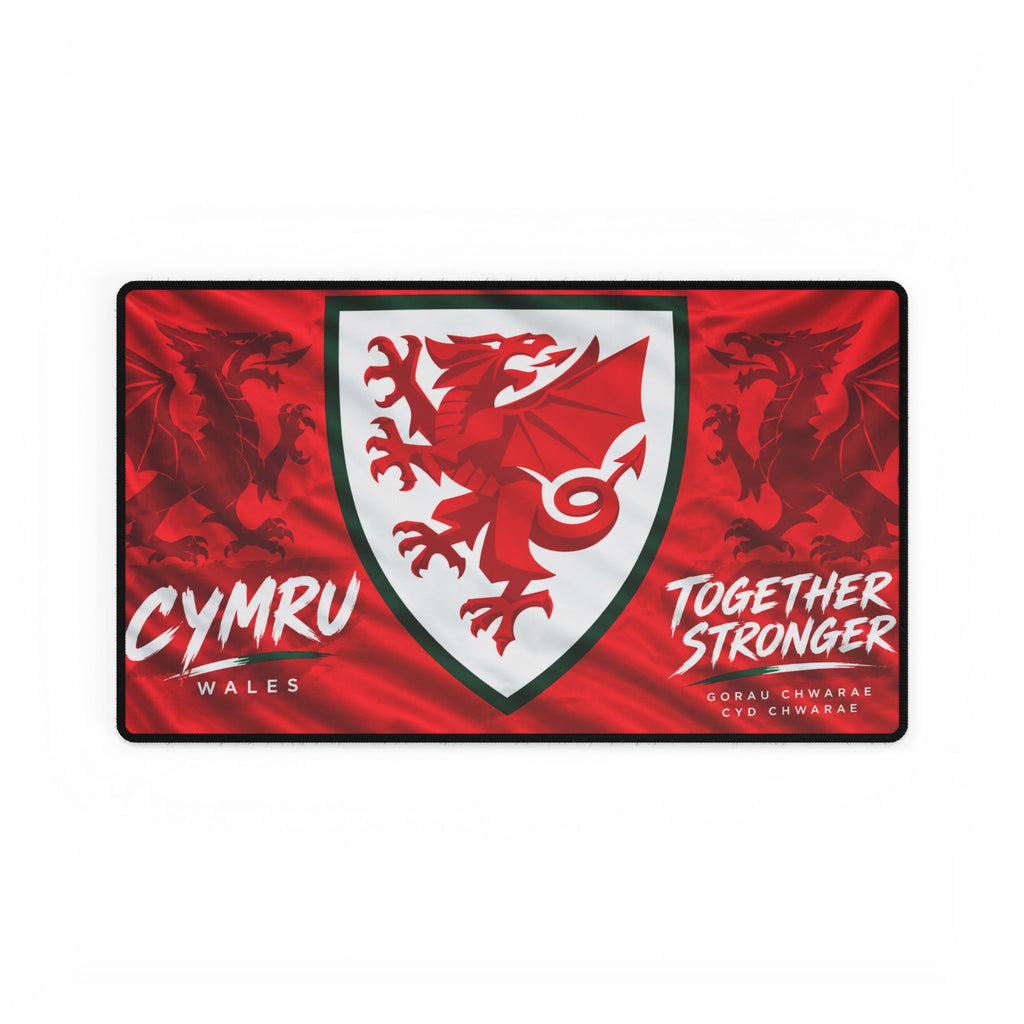 Wales Red Dragon Desk Mat — 'Cymru Together Stronger' Gaming/Office Mouse Pad