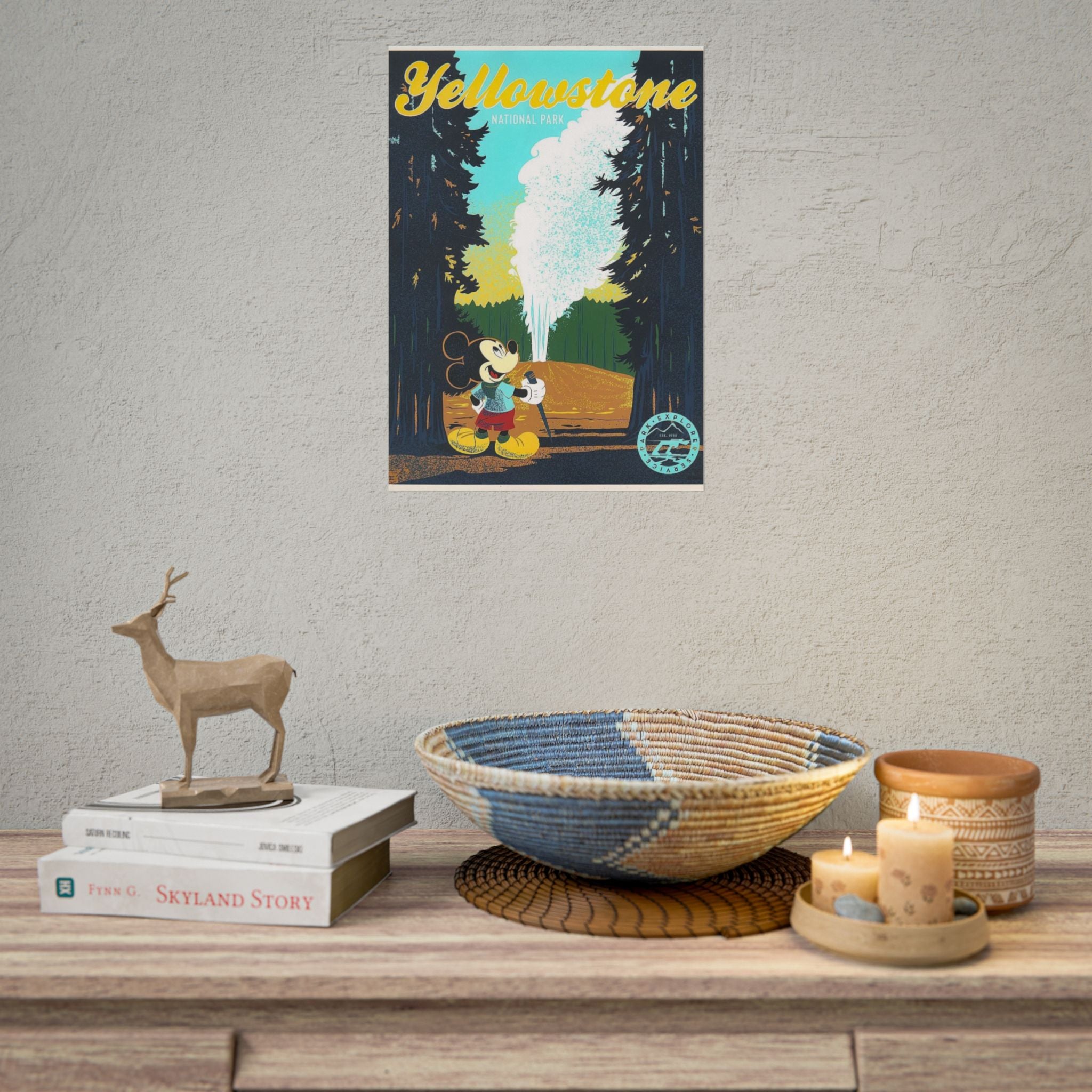 Yellowstone Vintage Mickey Poster — Rolled Travel Art Print
