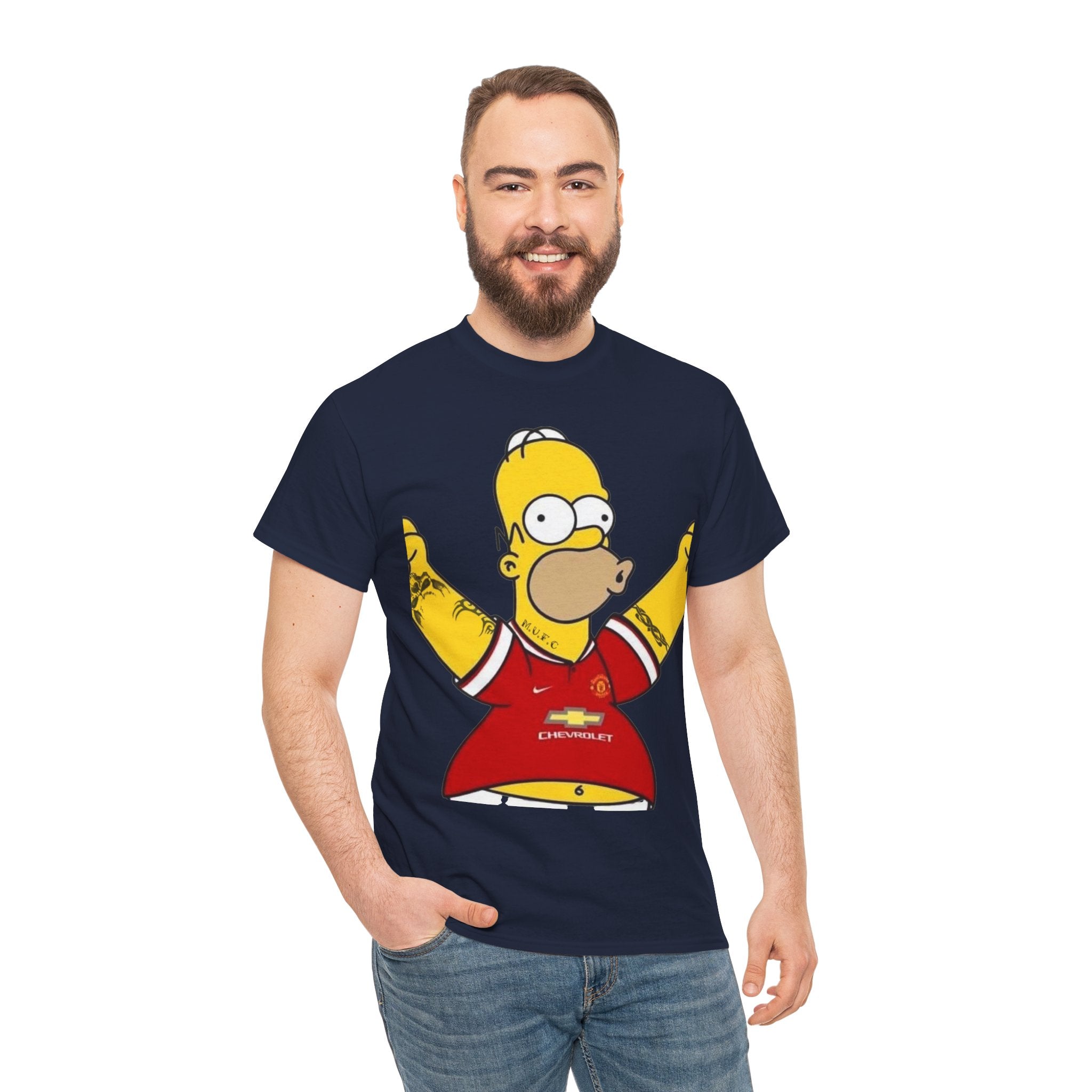 Homer Simpson Manchester Fan T-Shirt — Cartoon Football Supporter Tee