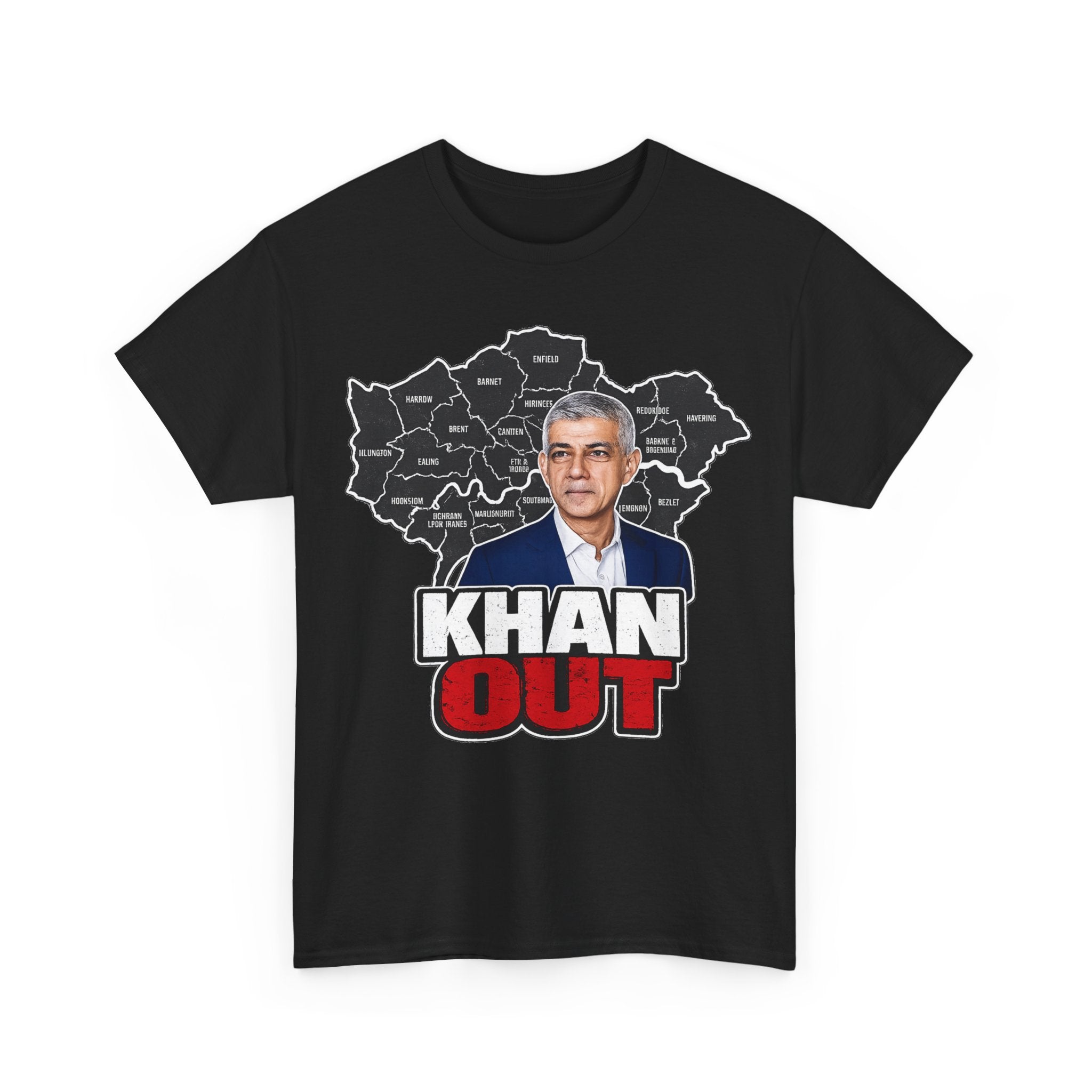 Sadiq Khan Out" Political Protest Tee with Sadiq Khan Graphic T-Shirt
