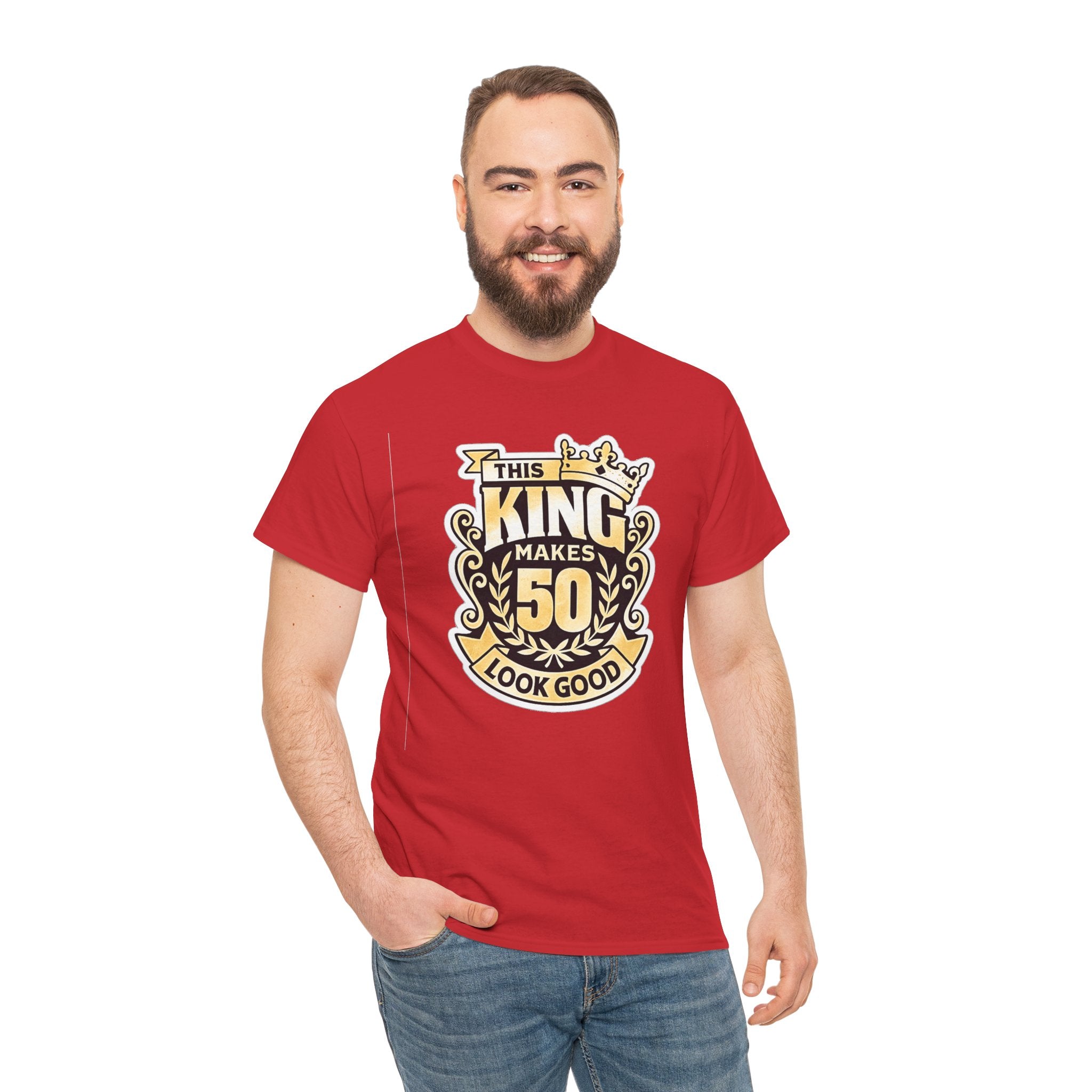 50th Birthday King T-Shirt – "This King Makes 50 Look Good"