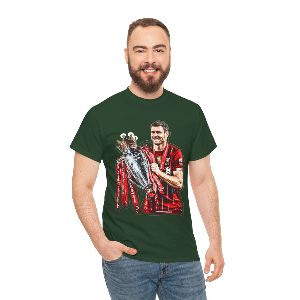 James Milner Liverpool Premier League Champion Trophy T-Shirt — Player Holding Premier Trophy