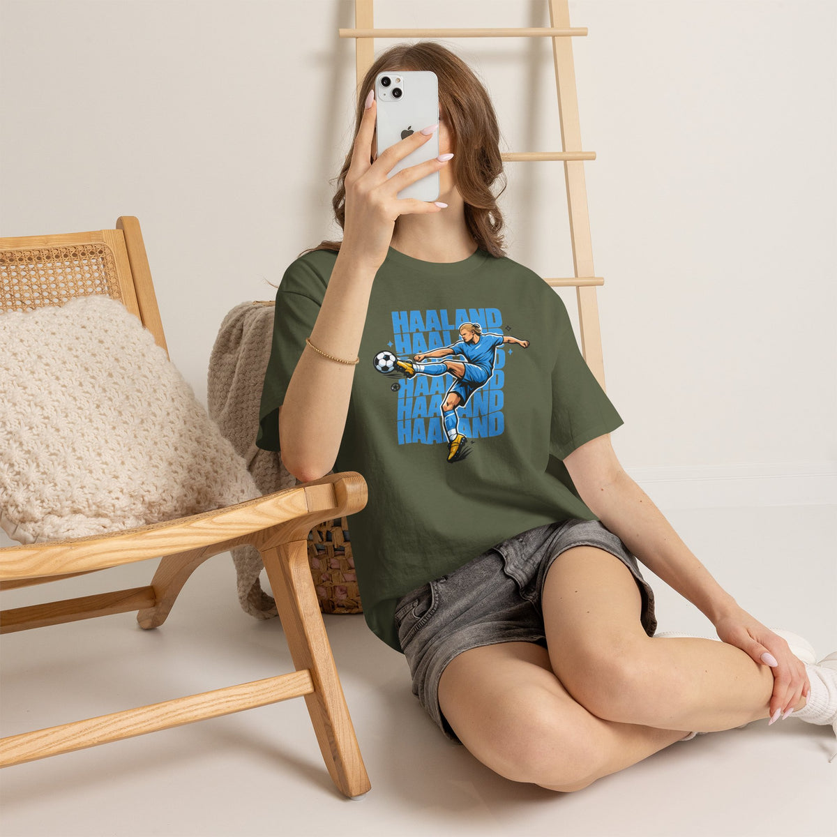 Haaland Manchester City Inspired Cotton T-Shirt — Striker Action Graphic Football Shirt