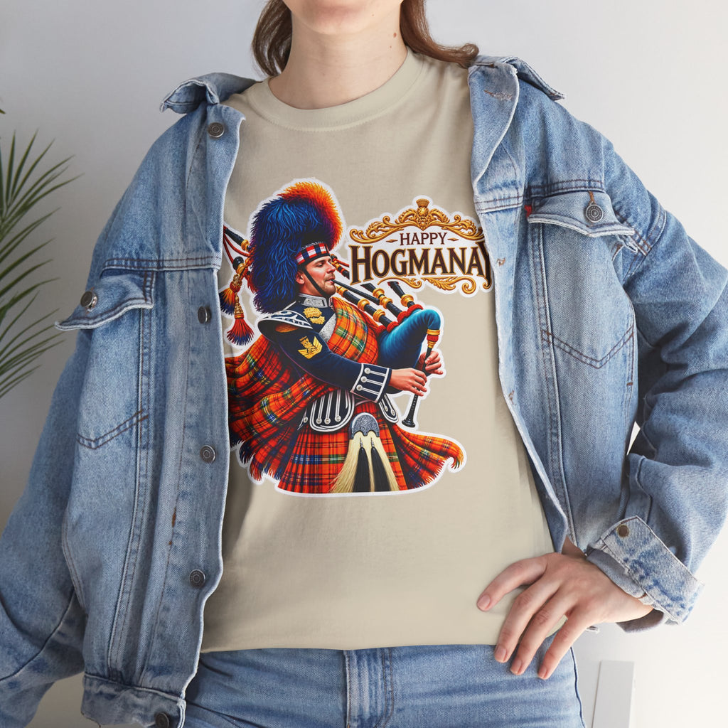 Hogmanay Bagpiper T‑Shirt — Happy Hogmanay Scottish New Year Tee