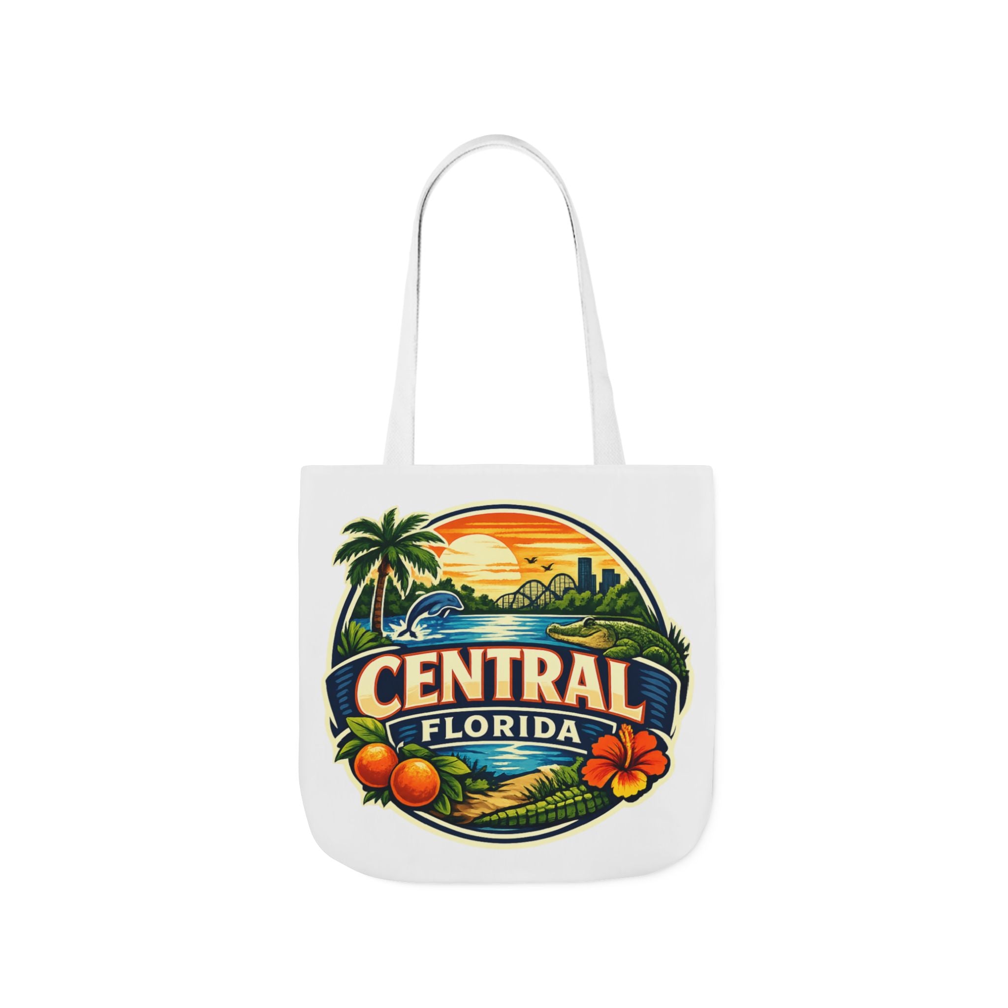 Central Florida Canvas Tote Bag — Vintage Sunset Palm Beach Market Tote