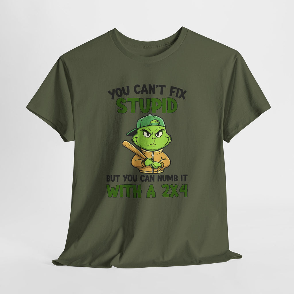 Funny Carpenter T‑Shirt — "You Can't Fix Stupid But You Can Numb It With a 2x4"