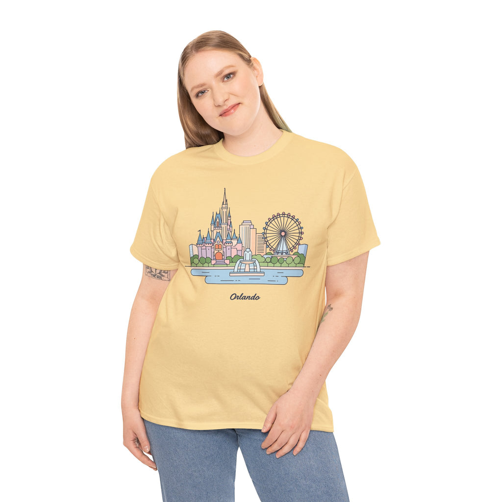 Orlando Skyline T-Shirt — Cute Cityscape Graphic Tee with 'Orlando' Text