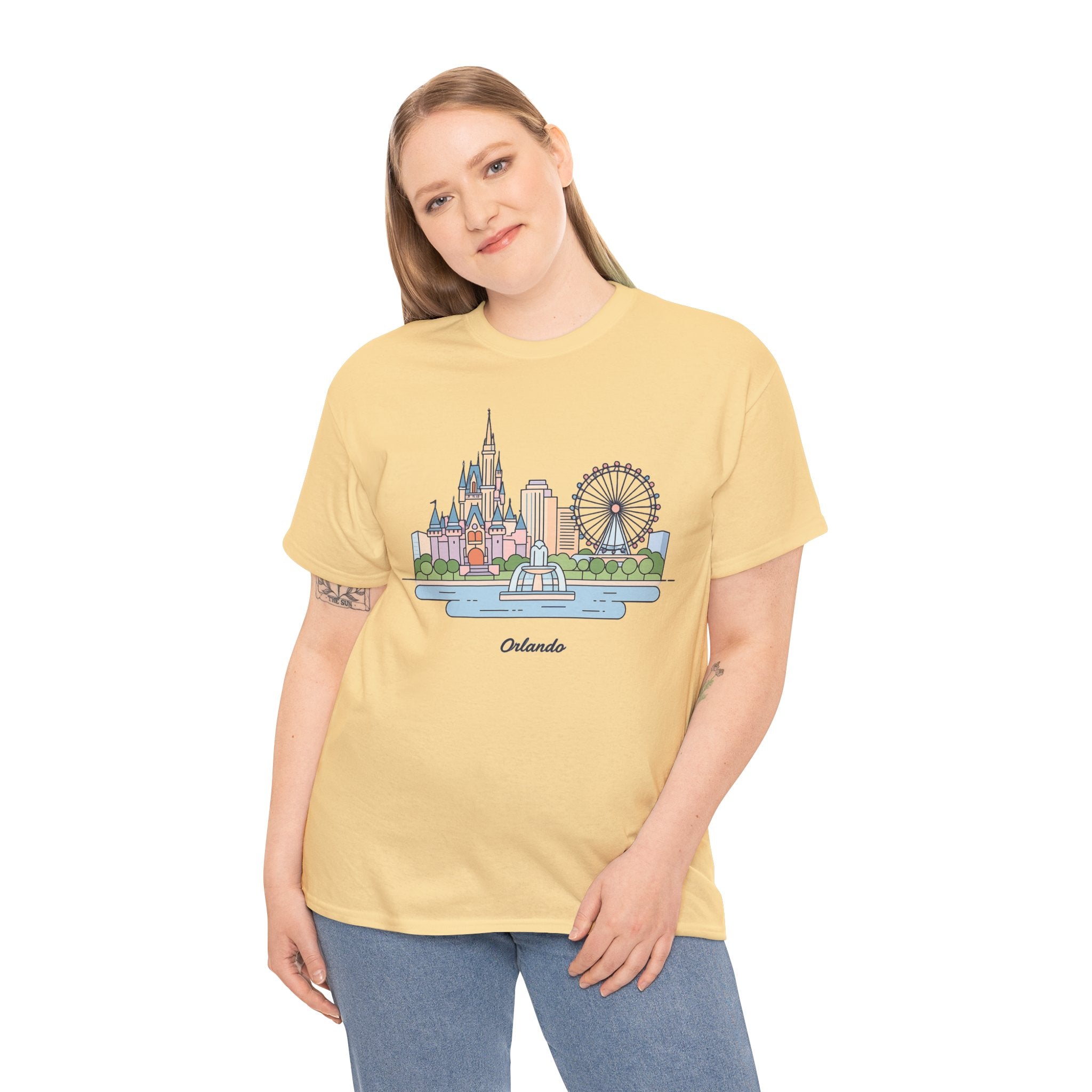 Orlando Skyline T-Shirt — Cute Cityscape Graphic Tee with 'Orlando' Text