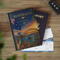 Australia Passport Cover — Sydney Harbour Kangaroo Travel Document Holder