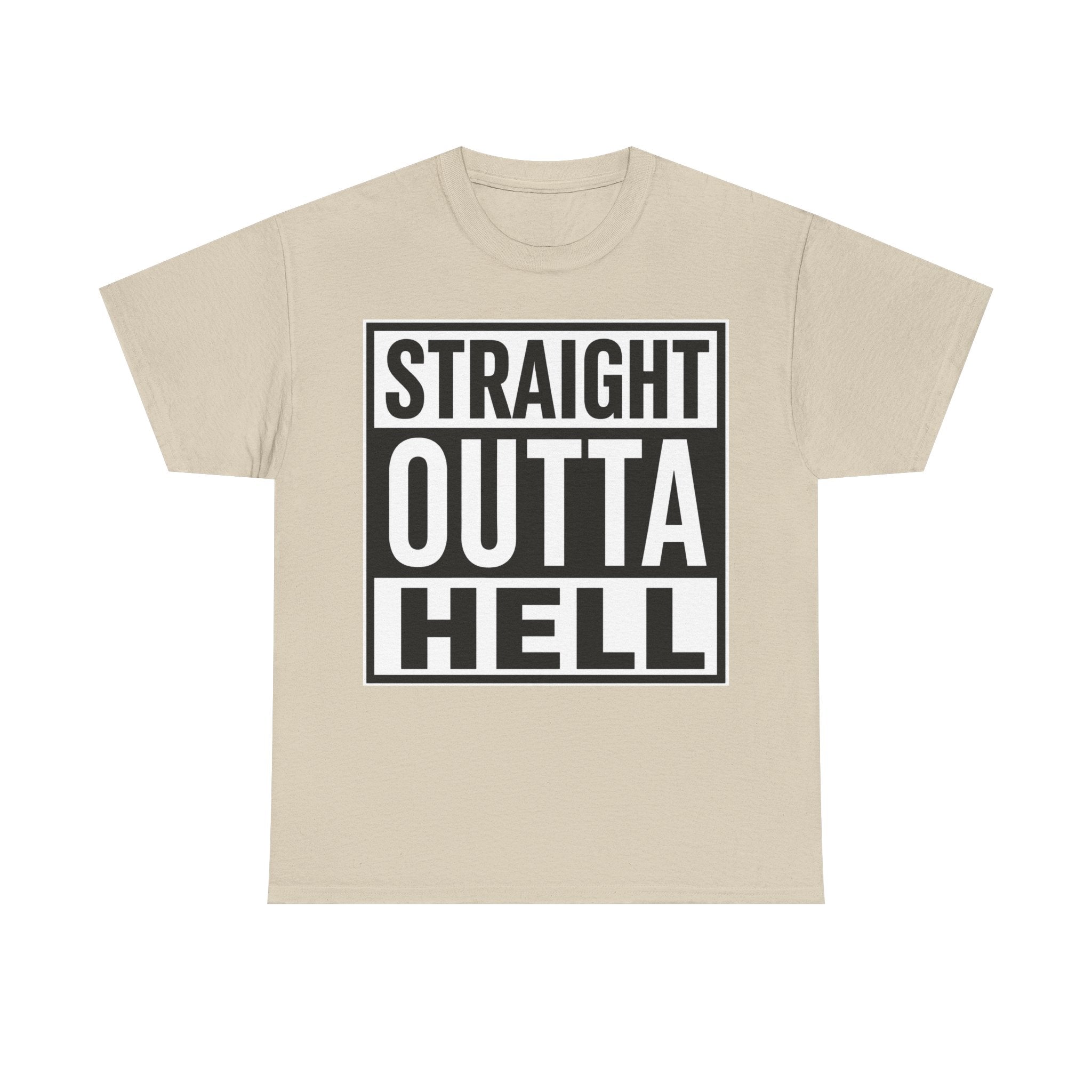 Straight Outta Hell T-Shirt — Bold Gothic Graphic Tee