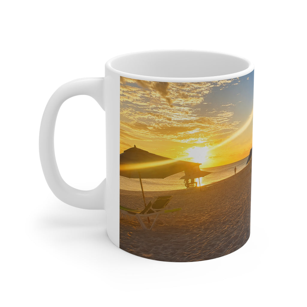 Barbados Beach Sunrise Coffee Mug — Tropical Palm Sunset Ceramic Mug (11oz & 15oz)