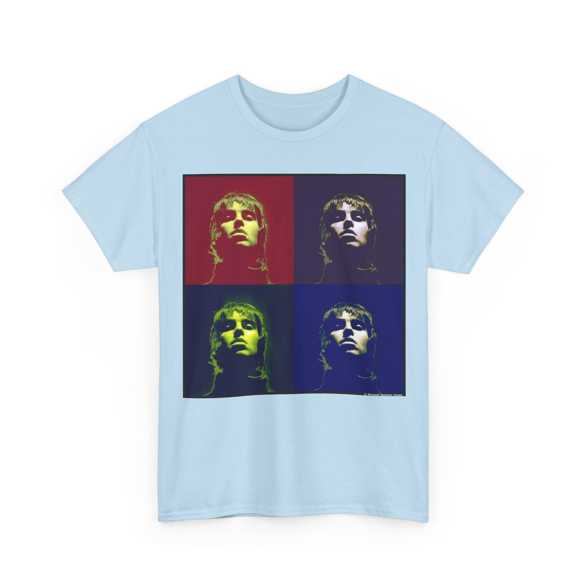 Liam Gallagher Oasis Pop Art Portrait T-Shirt - Retro Color Block Music Icon Tee