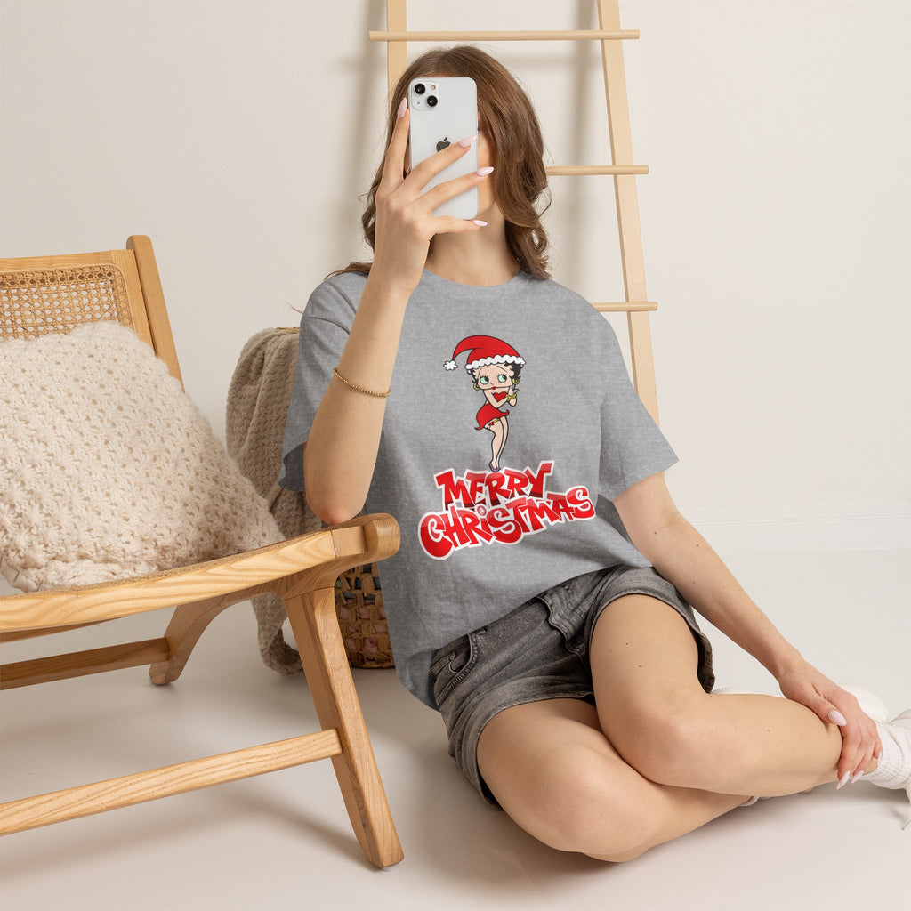 Christmas Betty Boop Tee - 'Merry Christmas' Holiday Graphic Shirt