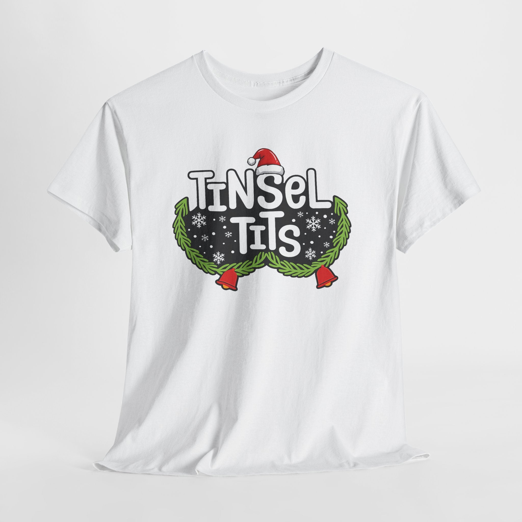 T-Shirt — "Tinsel Tits" Funny Christmas Wreath Holiday Tee