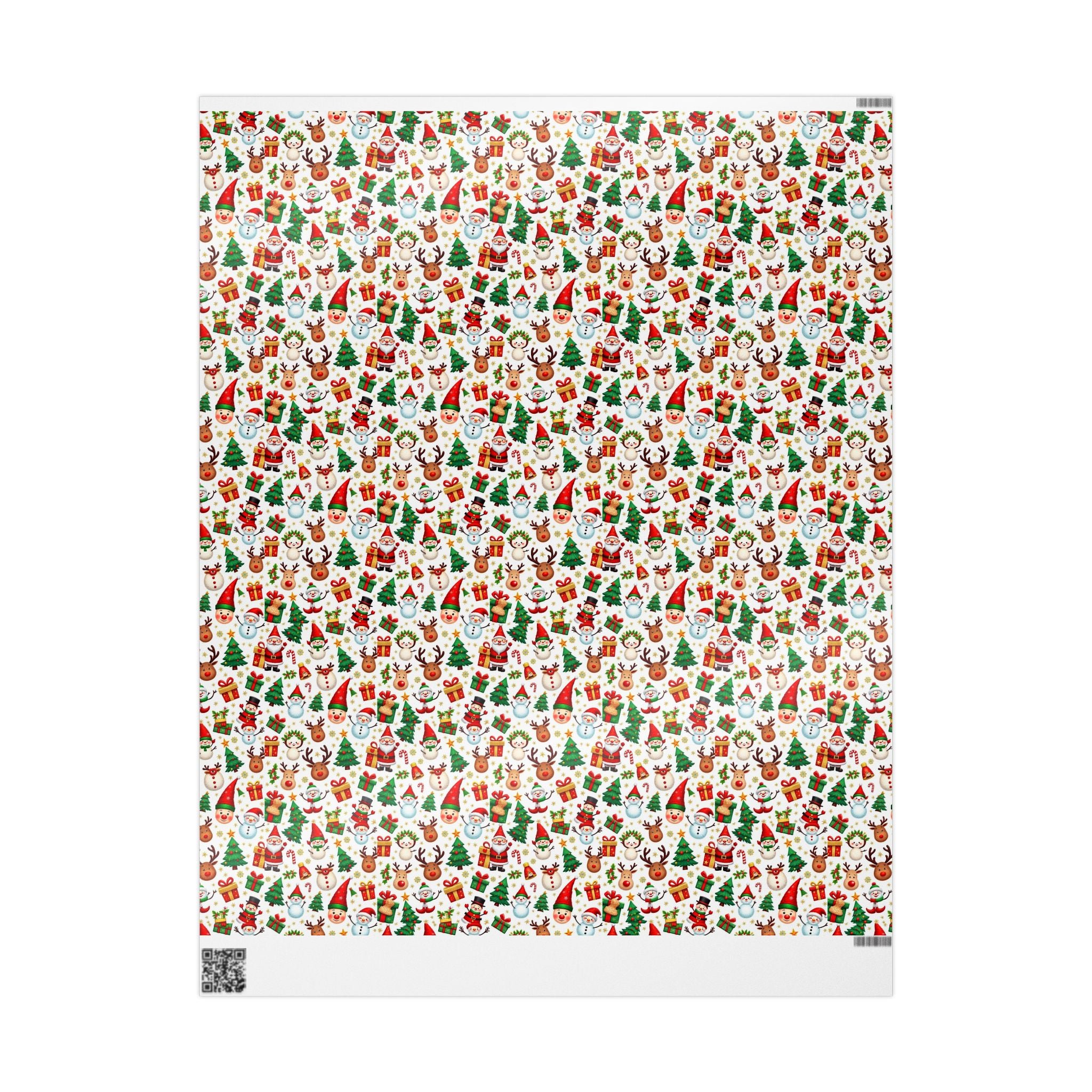 Christmas Pattern Wrapping Paper — Cute Santa, Reindeer & Tree Holiday Gift Wrap