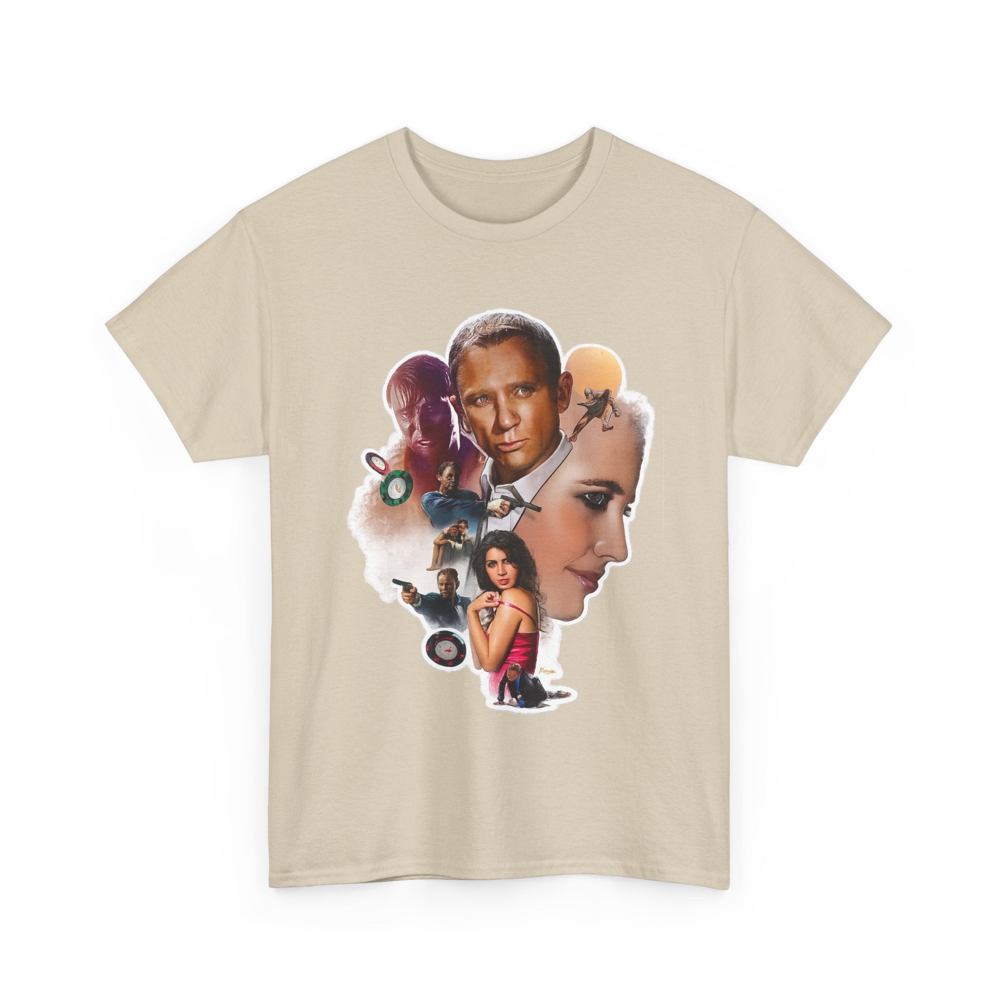 Jame Bond Movie Collage T‑Shirt — Vintage Film Noir Portrait Tee
