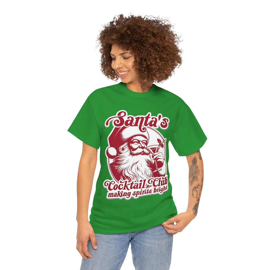 Santa’s Cocktail Club Tee — "Making Spirits Bright" Christmas Shirt