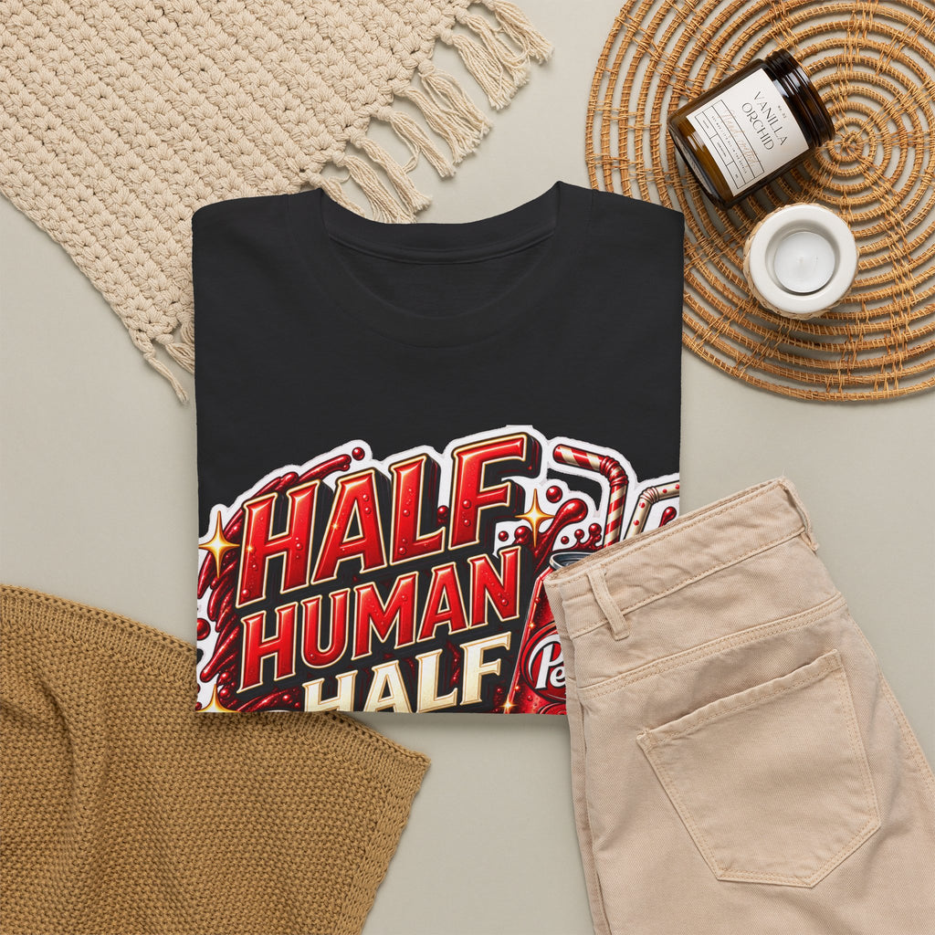 Dr Pepper Cotton T‑Shirt — "Half Human Half Dr Pepper" Retro Soda Graphic Tee